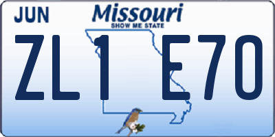 MO license plate ZL1E7O