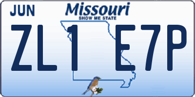 MO license plate ZL1E7P