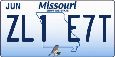 MO license plate ZL1E7T