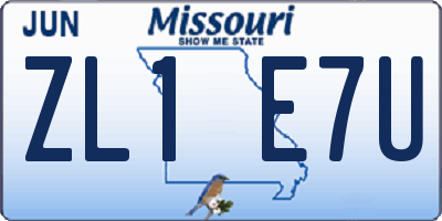 MO license plate ZL1E7U