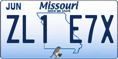 MO license plate ZL1E7X