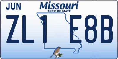 MO license plate ZL1E8B