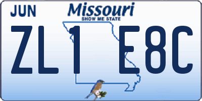 MO license plate ZL1E8C