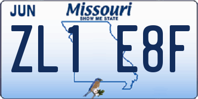 MO license plate ZL1E8F