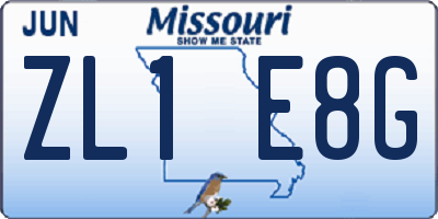 MO license plate ZL1E8G