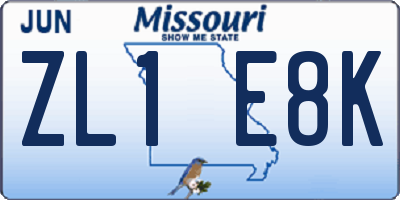 MO license plate ZL1E8K