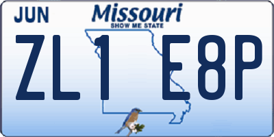 MO license plate ZL1E8P
