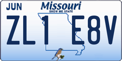 MO license plate ZL1E8V