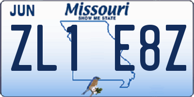 MO license plate ZL1E8Z