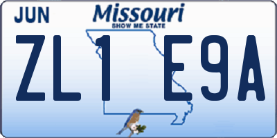 MO license plate ZL1E9A