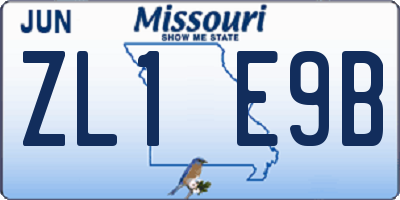 MO license plate ZL1E9B