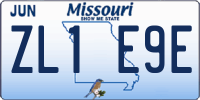 MO license plate ZL1E9E