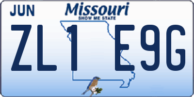MO license plate ZL1E9G