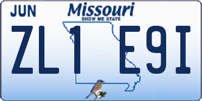 MO license plate ZL1E9I