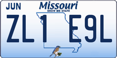 MO license plate ZL1E9L