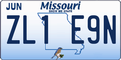 MO license plate ZL1E9N