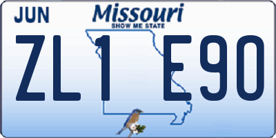MO license plate ZL1E9O