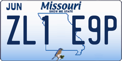 MO license plate ZL1E9P