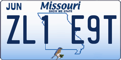 MO license plate ZL1E9T