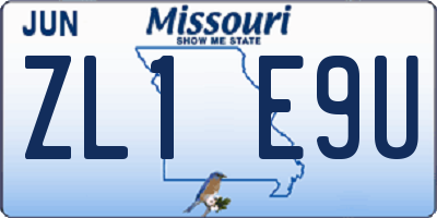 MO license plate ZL1E9U