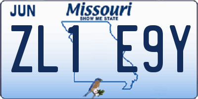 MO license plate ZL1E9Y