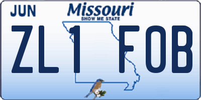MO license plate ZL1F0B