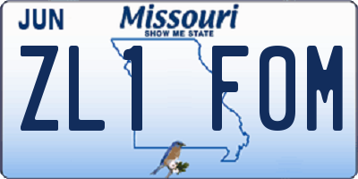 MO license plate ZL1F0M