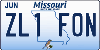 MO license plate ZL1F0N