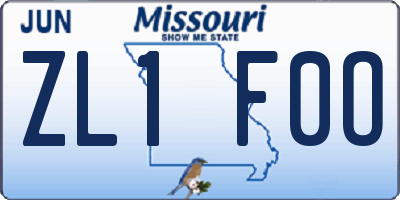 MO license plate ZL1F0O