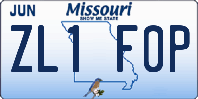MO license plate ZL1F0P