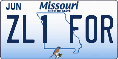 MO license plate ZL1F0R