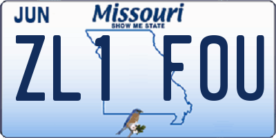 MO license plate ZL1F0U