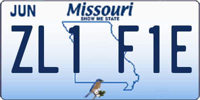 MO license plate ZL1F1E