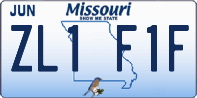 MO license plate ZL1F1F