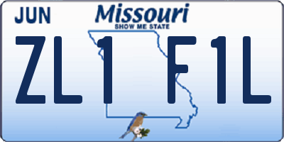 MO license plate ZL1F1L