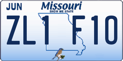 MO license plate ZL1F1O