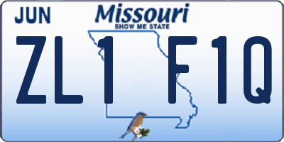 MO license plate ZL1F1Q