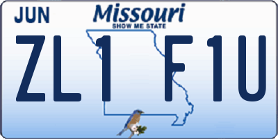 MO license plate ZL1F1U