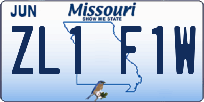 MO license plate ZL1F1W