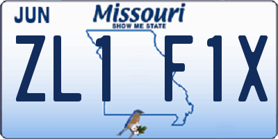 MO license plate ZL1F1X