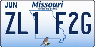MO license plate ZL1F2G