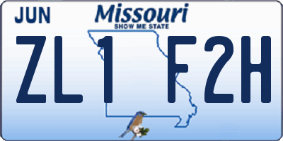 MO license plate ZL1F2H