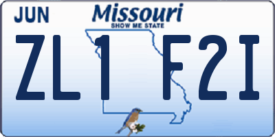 MO license plate ZL1F2I