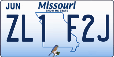 MO license plate ZL1F2J