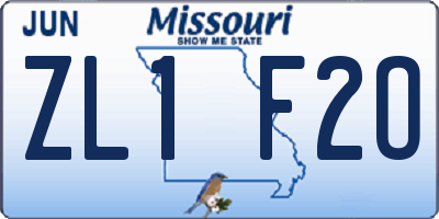 MO license plate ZL1F2O