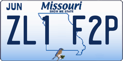MO license plate ZL1F2P