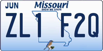 MO license plate ZL1F2Q