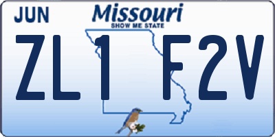 MO license plate ZL1F2V