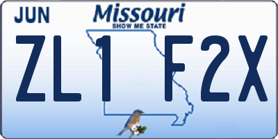MO license plate ZL1F2X