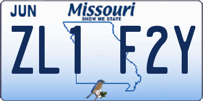 MO license plate ZL1F2Y